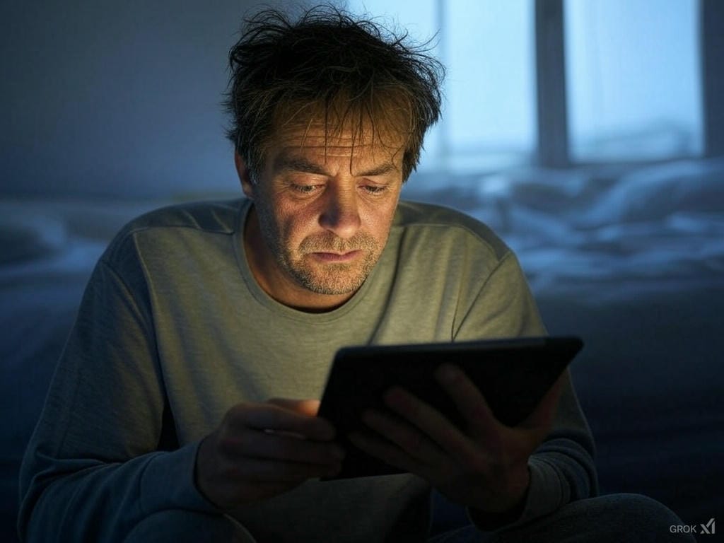 中年男性正在進行睡眠呼吸自我檢測